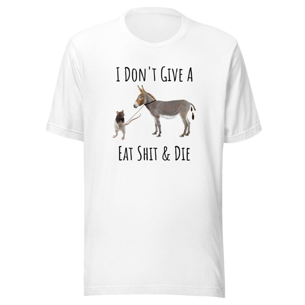 Rats Donkey - Black Text on Unisex T-Shirt