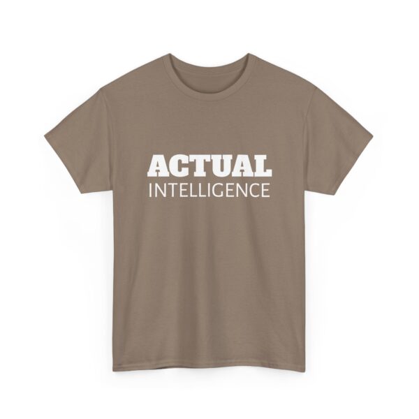 Actual Intelligence - White on Unisex Heavy Cotton Tee - Image 11
