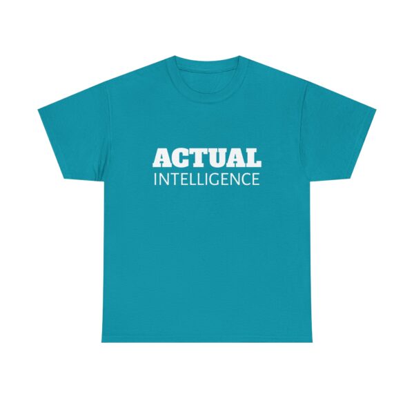 Actual Intelligence - White on Unisex Heavy Cotton Tee - Image 2